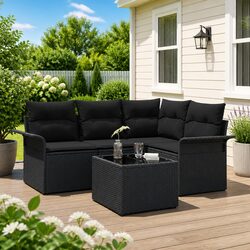 Friendly Modular Garden Sofa Set in Black - 5 Pieces