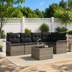 Friendly 6-Piece Garden Sofa Set in Grey with Cushions