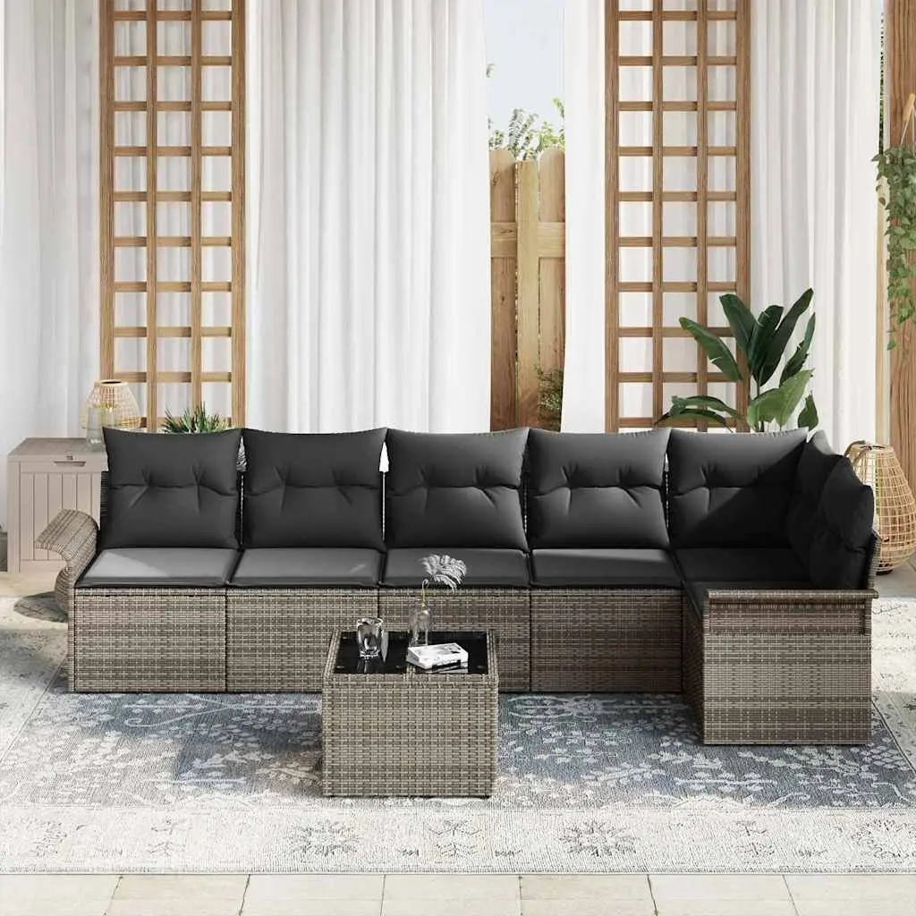 7-Piece Grey Sofa Set for Outdoors