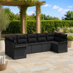 Friendly 7-Piece Modular Garden Sofa Set in Black
