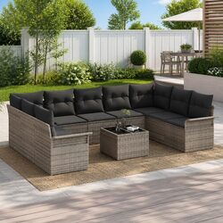 Your New 10-Piece Grey Poly Rattan Sofa Set Awaits