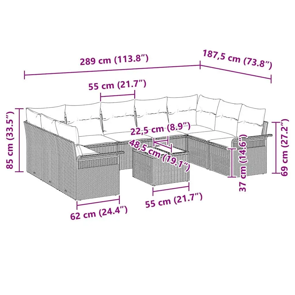 10-Piece Garden Sofa Set