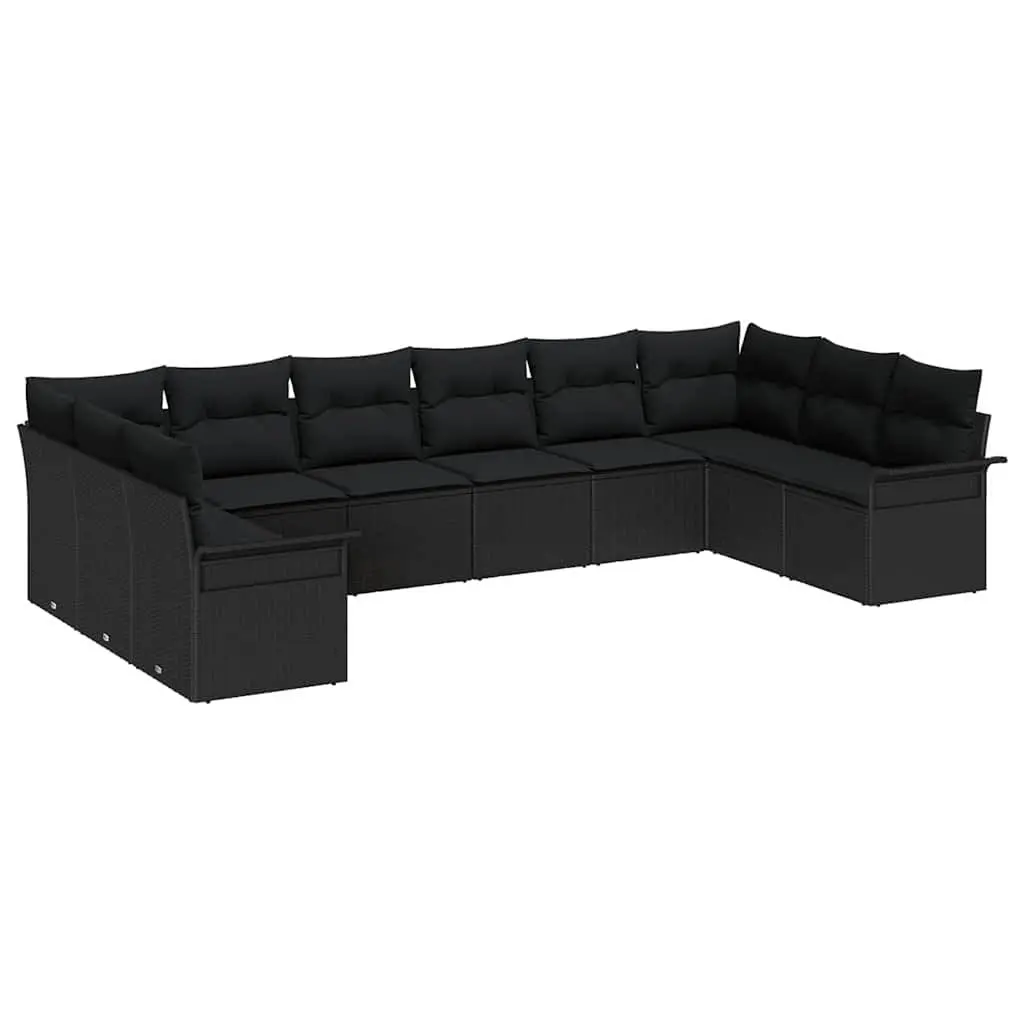 Modular Outdoor Garden Sofa Set 10 Piece Black Poly Rattan Furniture
