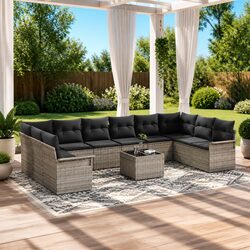 Your Ideal 11-Piece Grey Poly Rattan Sofa Set