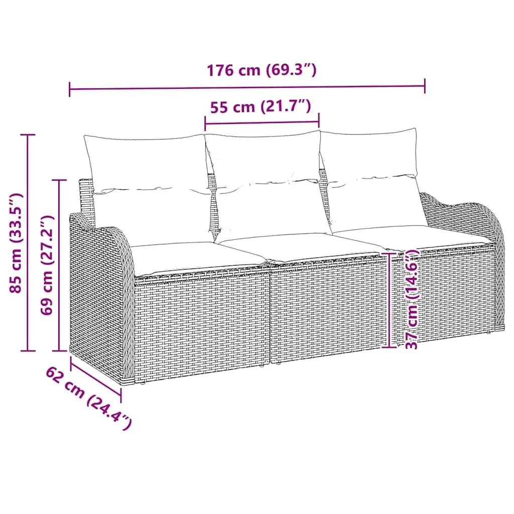 3 Piece Outdoor Garden Sofa Set