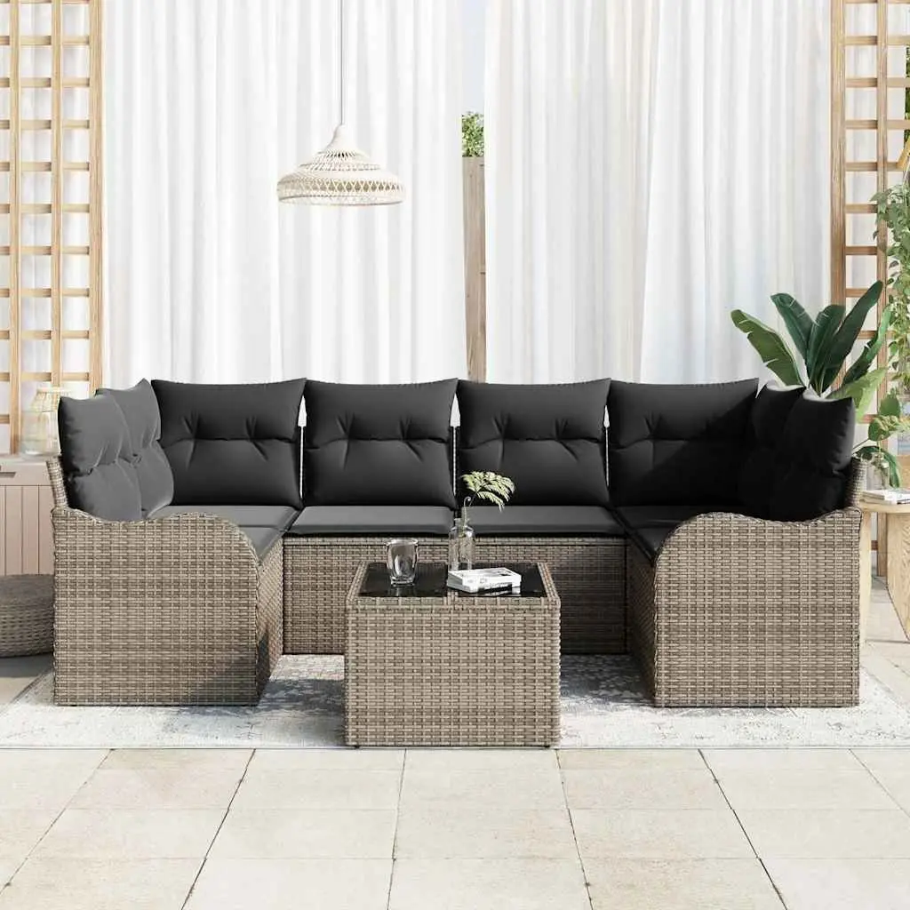 Grey Outdoor Garden Sofa Set with Poly Rattan Modular Seating Patio Furniture