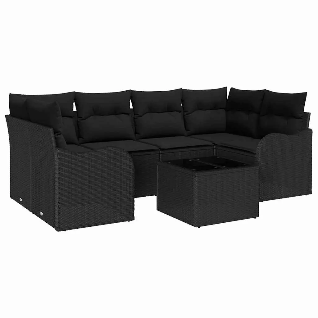 Modular Outdoor Garden Sofa Set Black Poly Rattan Patio Seating Furniture