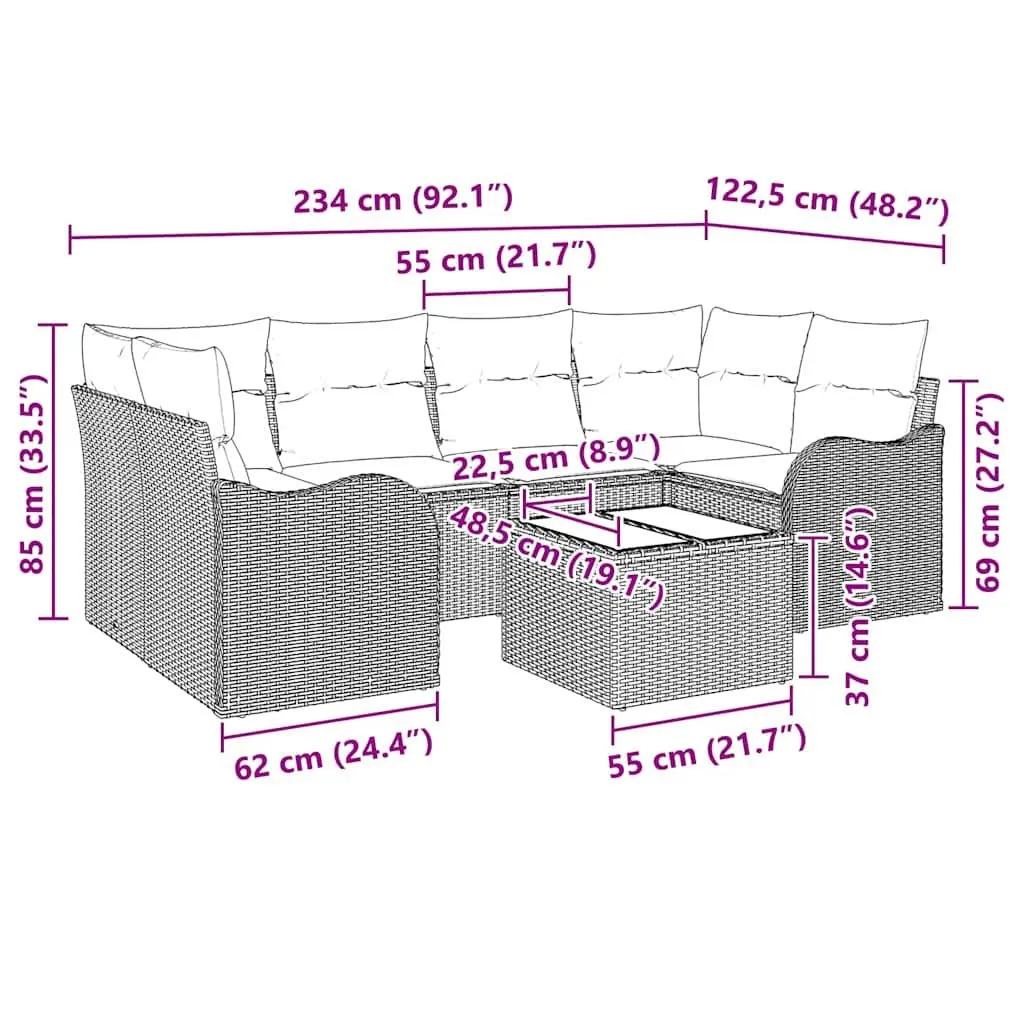 Modular Outdoor Garden Sofa Set Black Poly Rattan Patio Seating Furniture