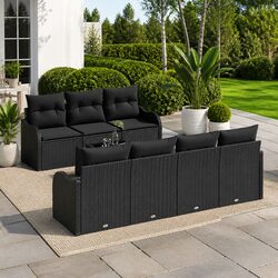 Friendly Modular Black Rattan Sofa Set for Your Patio