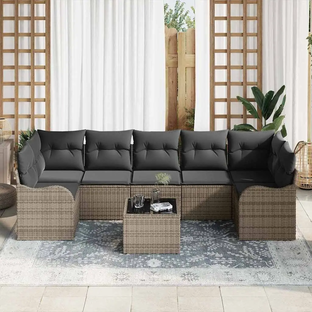 Modular Outdoor Garden Sofa Set Grey Poly Rattan Patio Corner Lounge