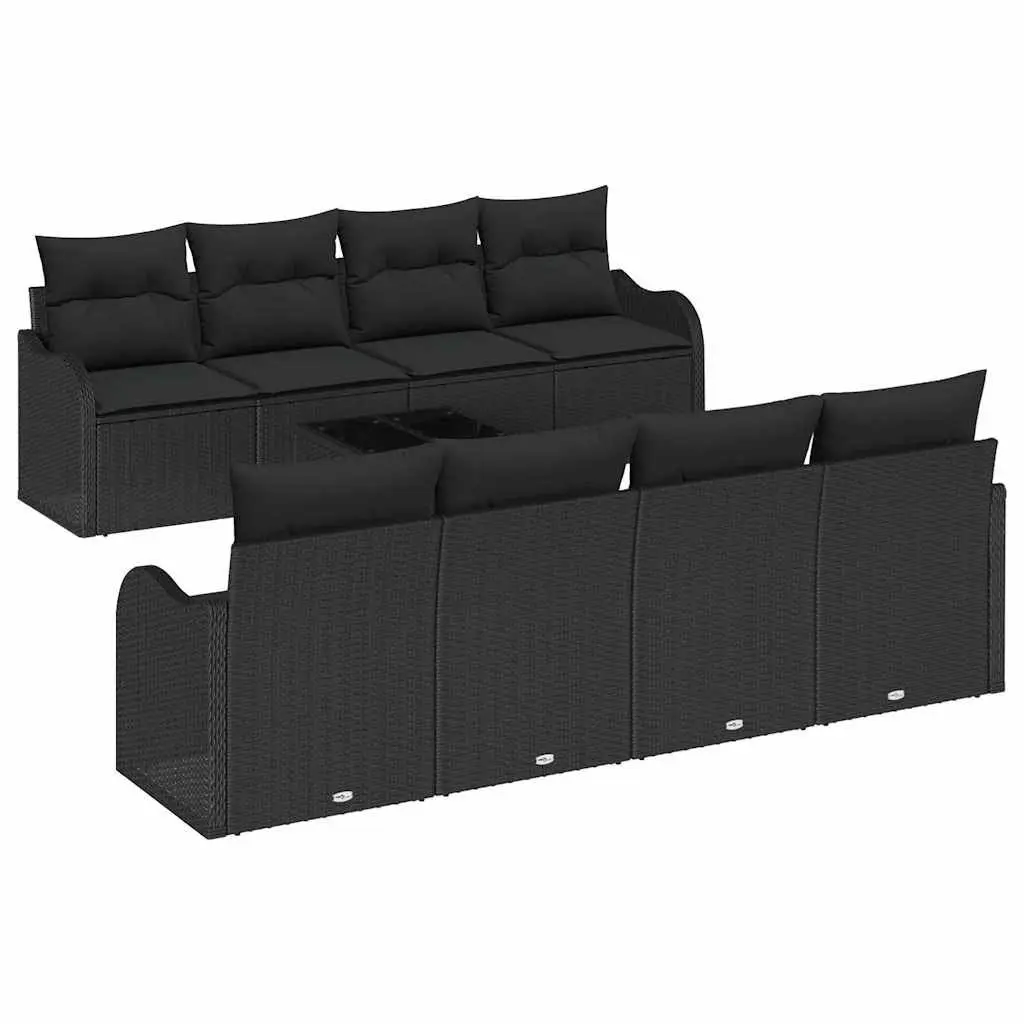 Garden Sofa Set Black Outdoor Patio Lounge Furniture Poly Rattan Modular Seating