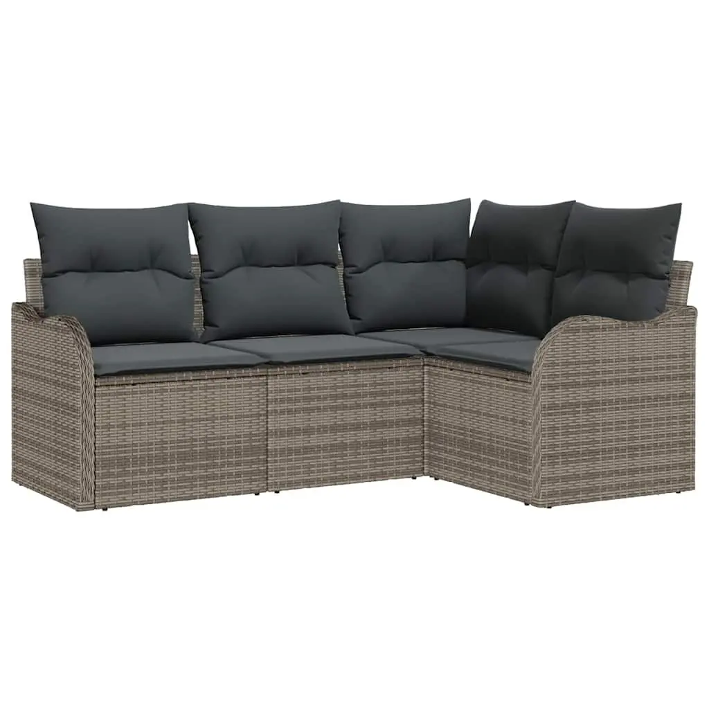 Modular Grey Outdoor Sofa Set 4 Piece for Garden Patio Lounge Seating