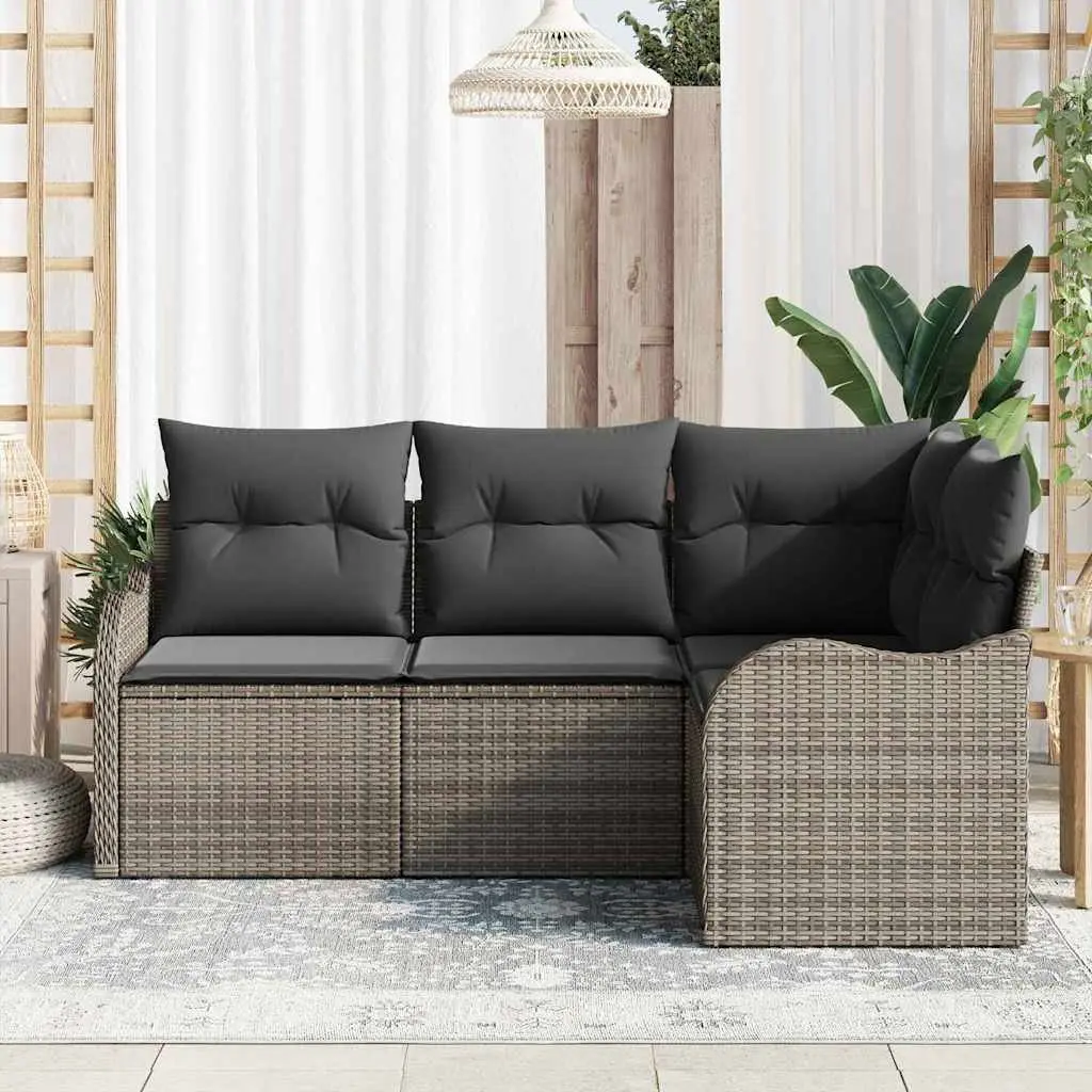 Modular Grey Outdoor Sofa Set 4 Piece for Garden Patio Lounge Seating