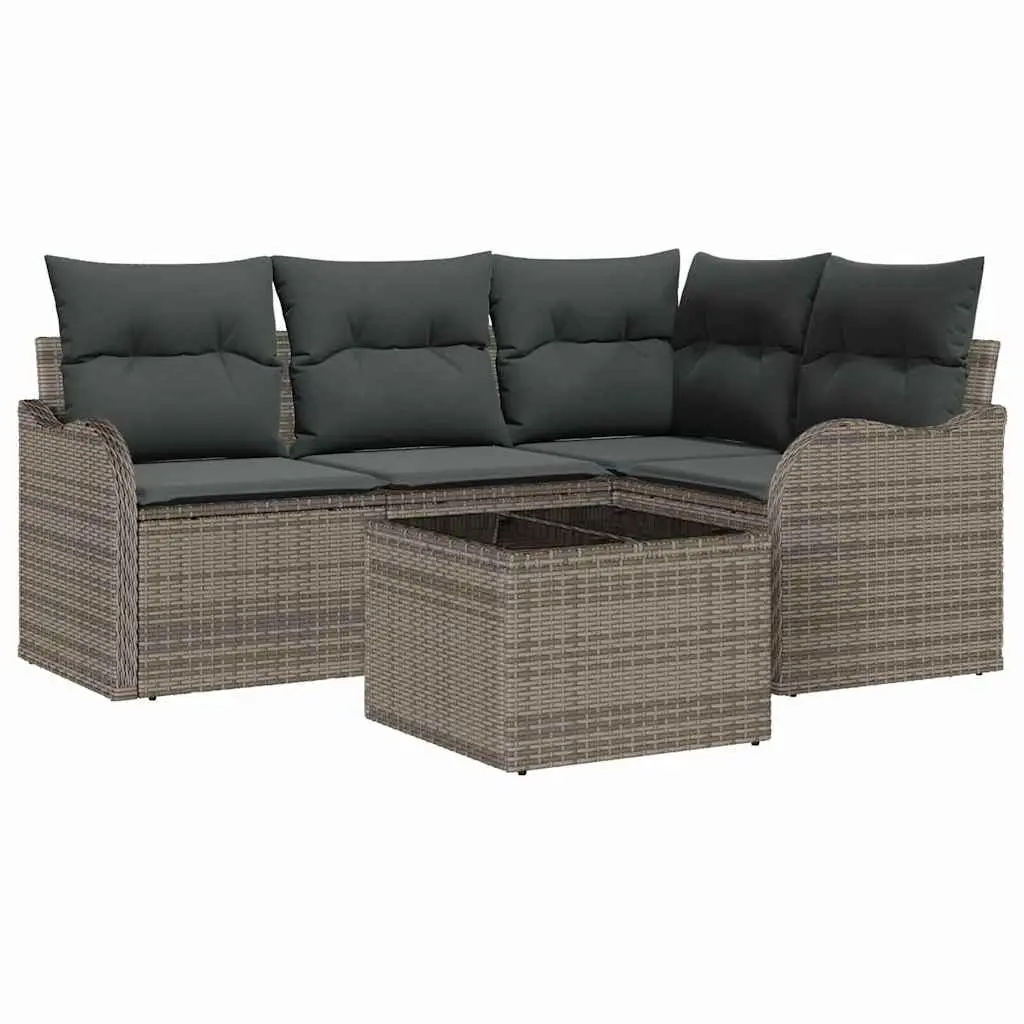 Garden Sofa Set Grey Outdoor Furniture Poly Rattan Modular Patio Seating Lounge