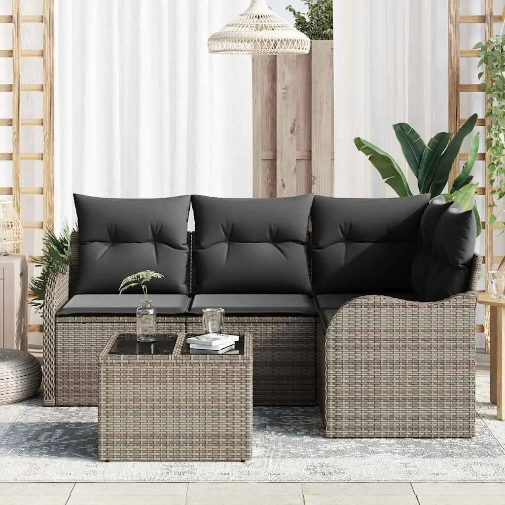 Garden Sofa Set Grey Outdoor Furniture Poly Rattan Modular Patio Seating Lounge
