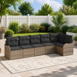 Outdoor Garden Sofa Set Grey Poly Rattan Modular Furniture Seating Terrace