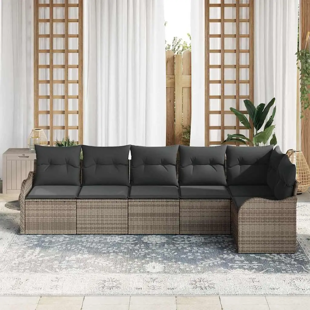 Grey Poly Rattan Garden Sofa Set