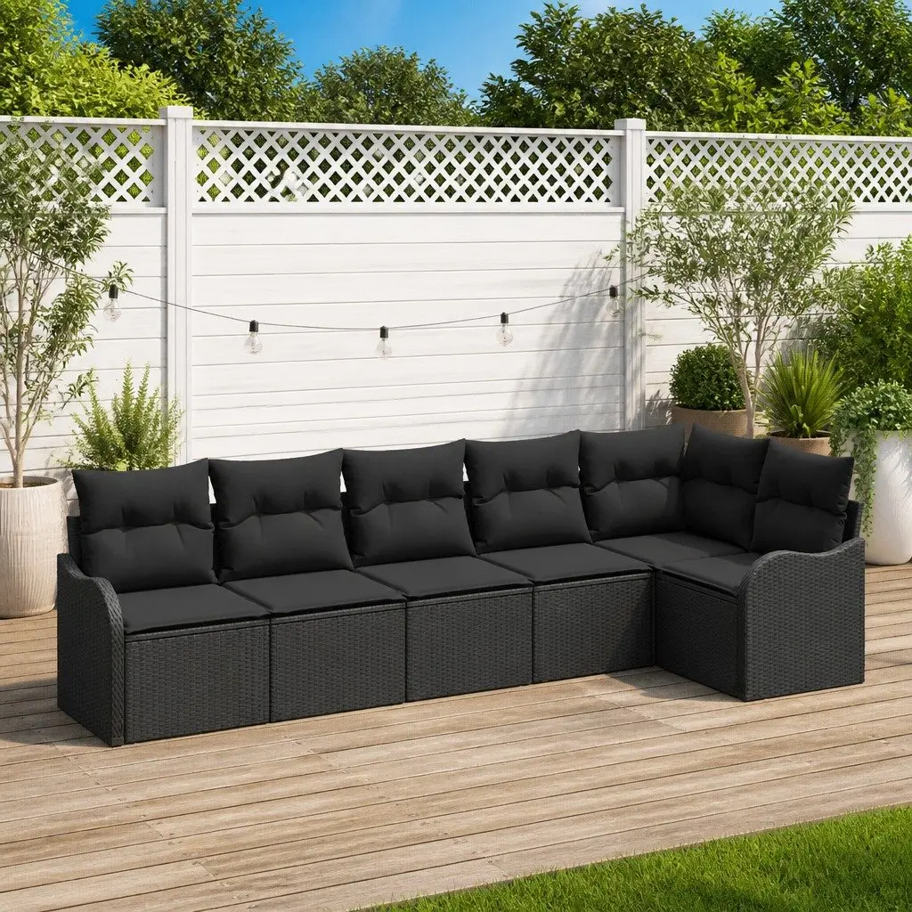 Outdoor Garden Sofa Set Black Poly Rattan Modular Furniture Patio Lounge Seating