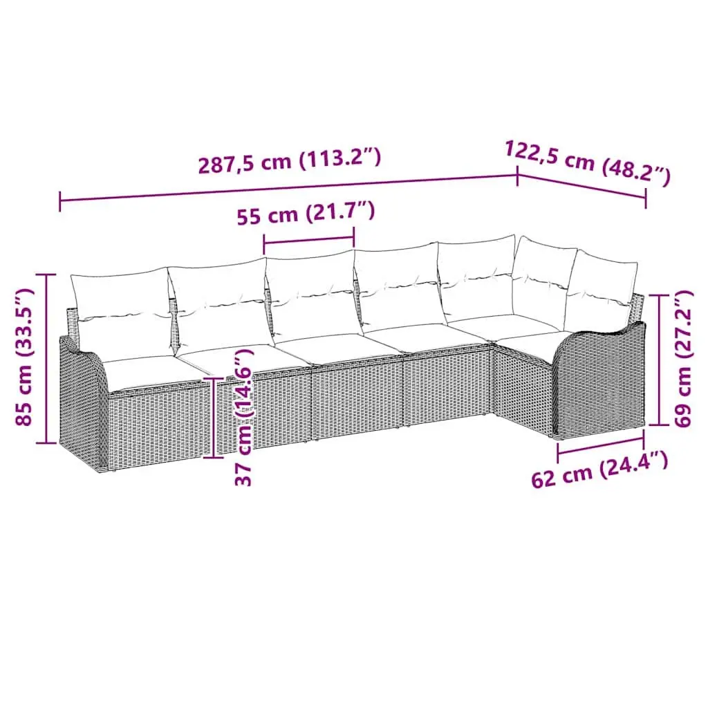 Outdoor Garden Sofa Set Black Poly Rattan Modular Furniture Patio Lounge Seating