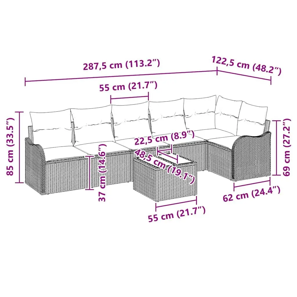 Garden Sofa Set Modular Grey Poly Rattan Outdoor Furniture