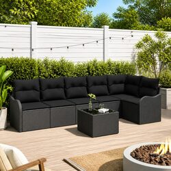 Friendly 7-Piece Black Outdoor Sofa Set for Your Home