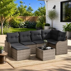 Friendly 7 Piece Modular Outdoor Sofa Set