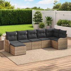 Garden Sofa Set Grey Outdoor Furniture Poly Rattan Patio Lounge with Cushions