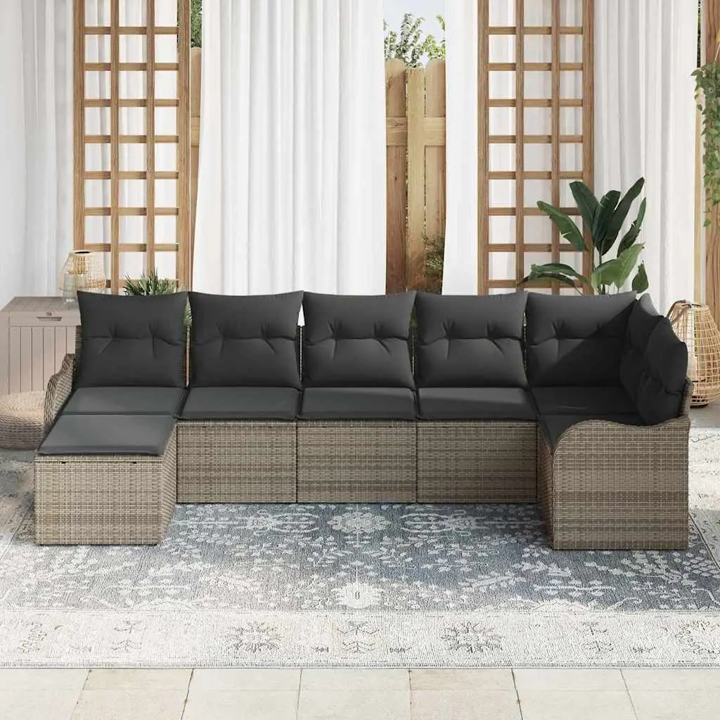 Garden Sofa Set Grey Outdoor Furniture Poly Rattan Patio Lounge with Cushions