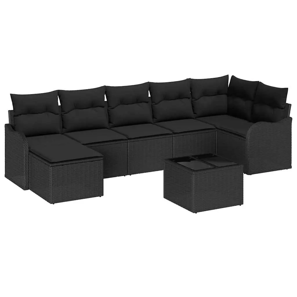 Garden Sofa Set Modular Black Poly Rattan Outdoor Furniture