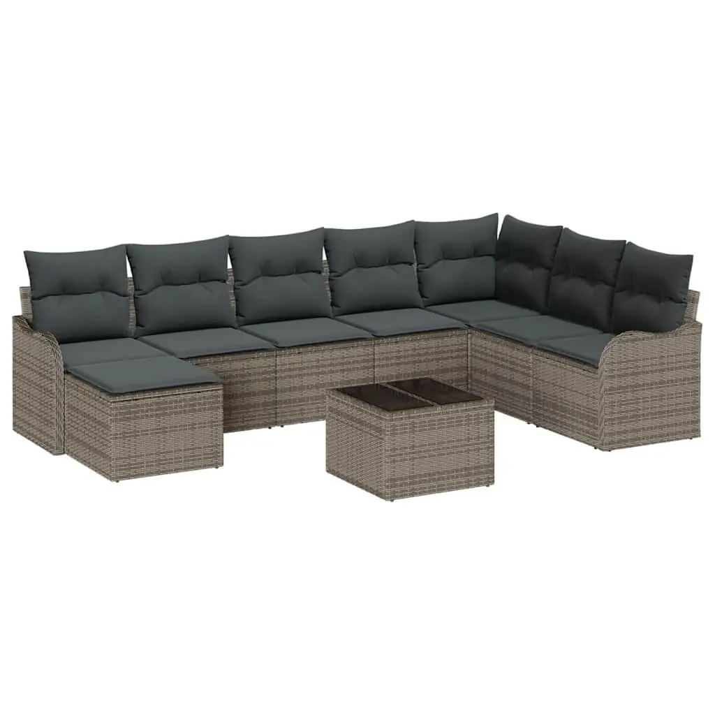 Garden Sofa Set Grey Poly Rattan Modular Outdoor Furniture