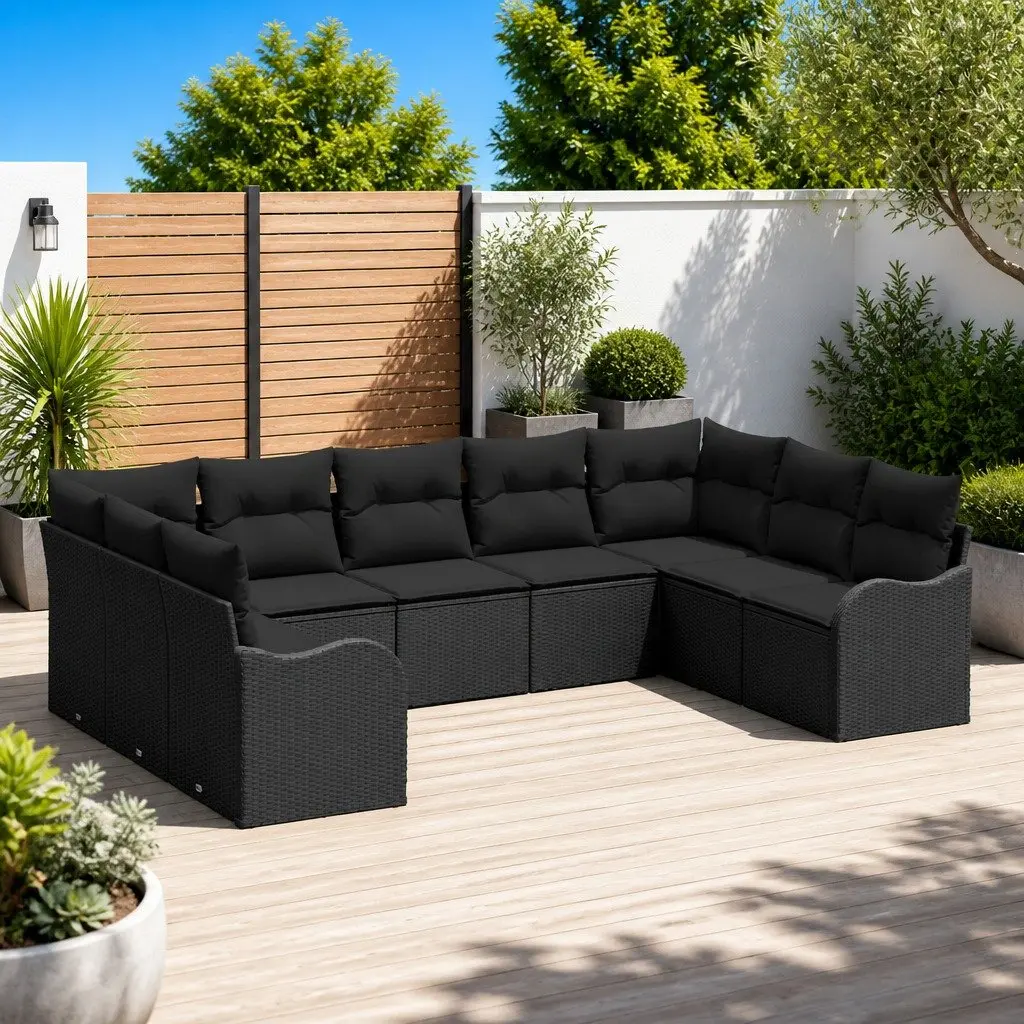 Black Rattan Outdoor Sofa Set