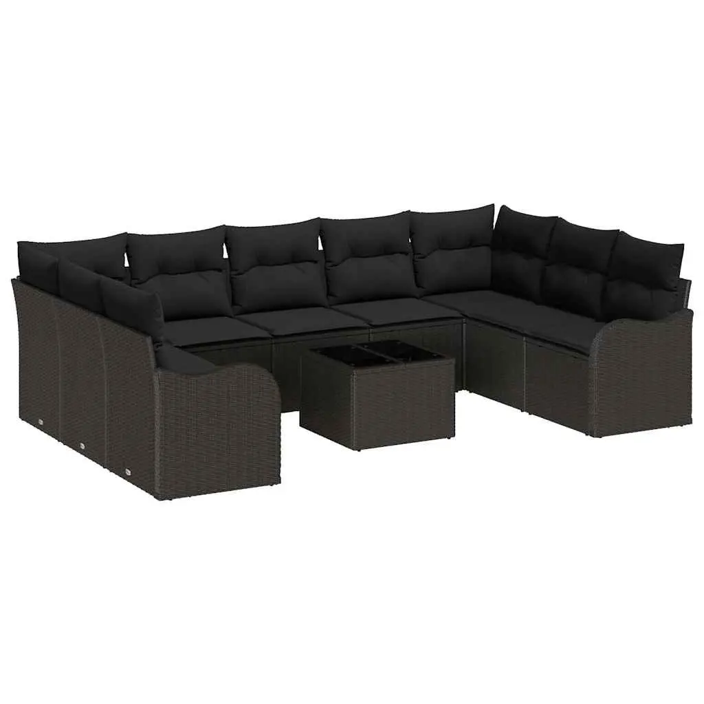 Outdoor Garden Sofa Set Black Poly Rattan Modular Seating