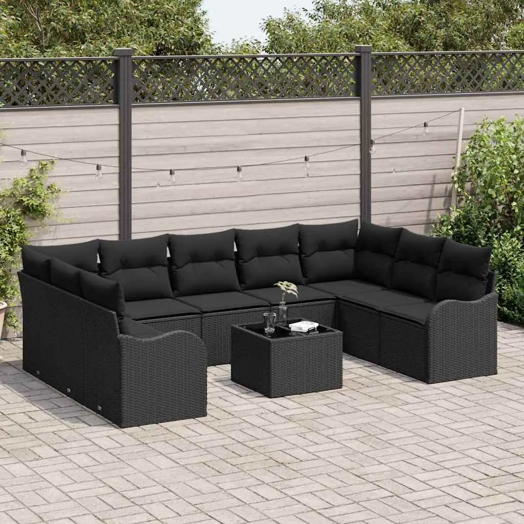 Outdoor Garden Sofa Set Black Poly Rattan Modular Seating