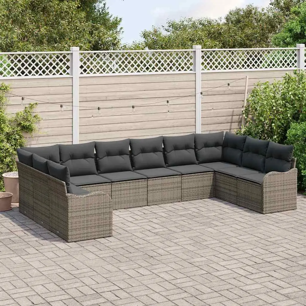 Garden Sofa Set Grey Modular Outdoor Furniture Poly Rattan Seating