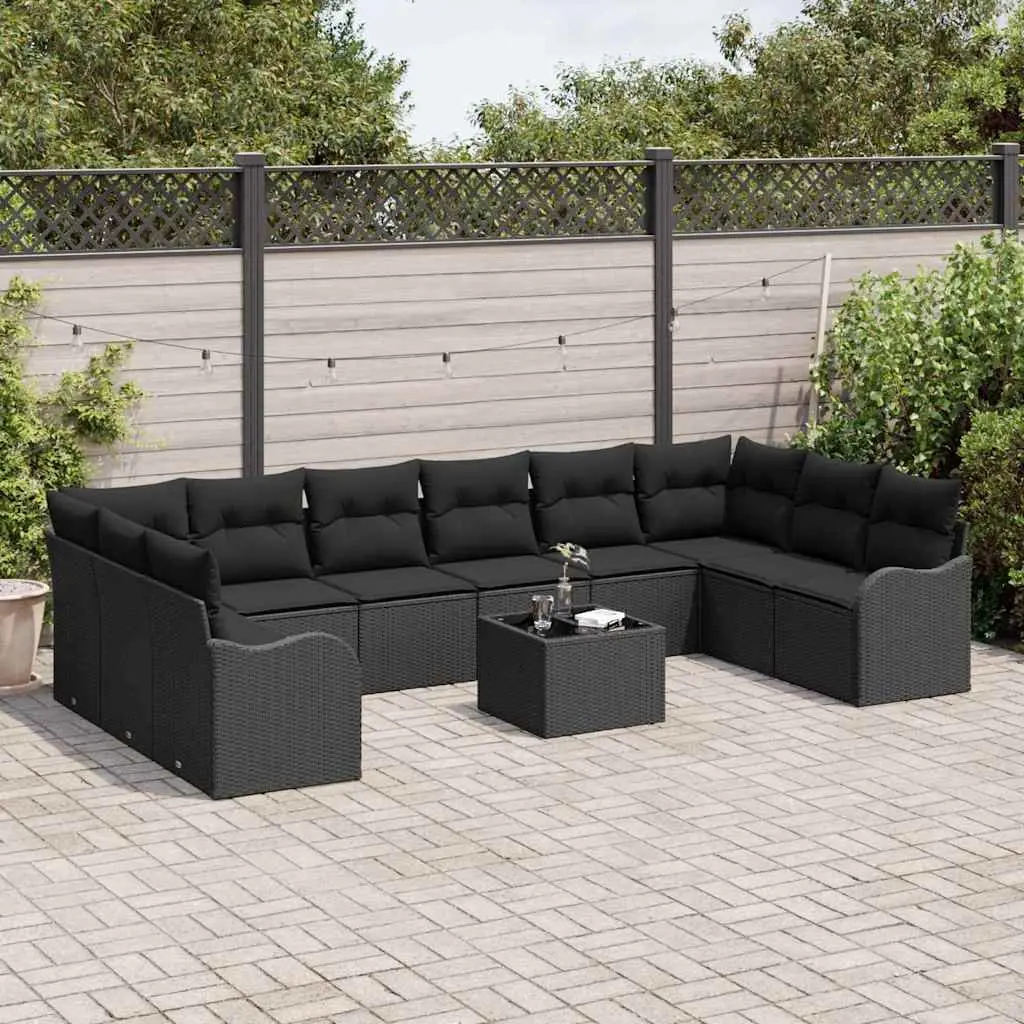 Garden Sofa Set Modular Black Outdoor Furniture Poly Rattan Patio Lounge Seating