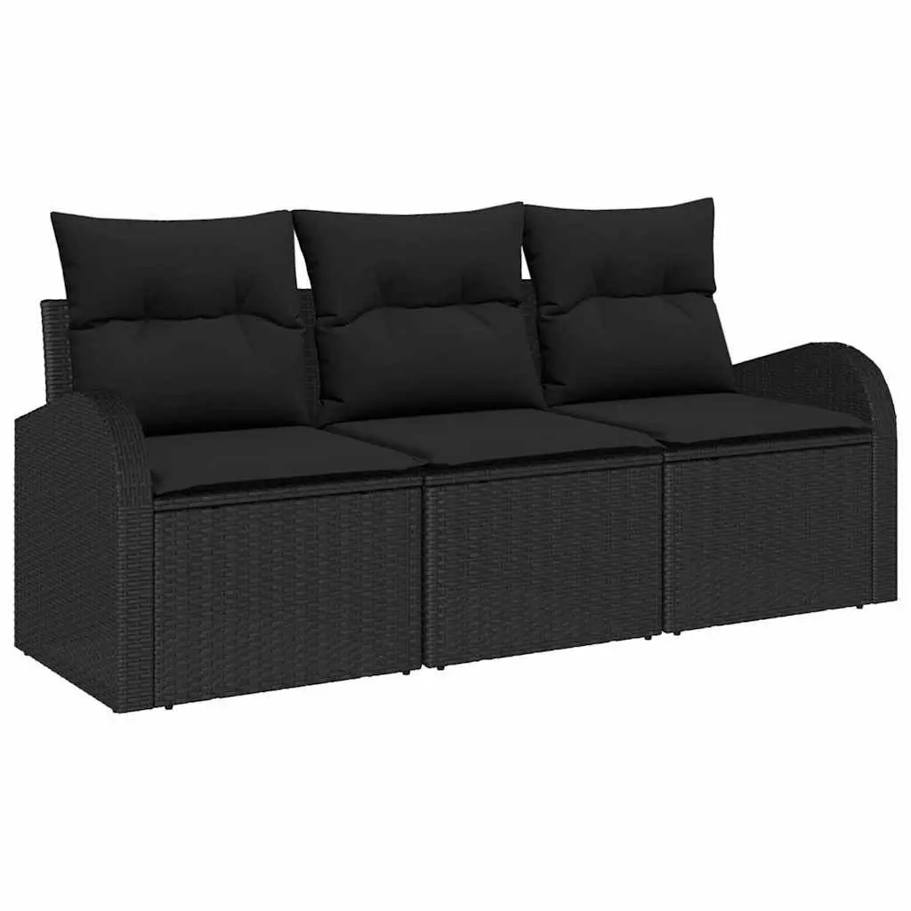 Garden Sofa Set Black Poly Rattan Modular Outdoor Seating Patio Furniture