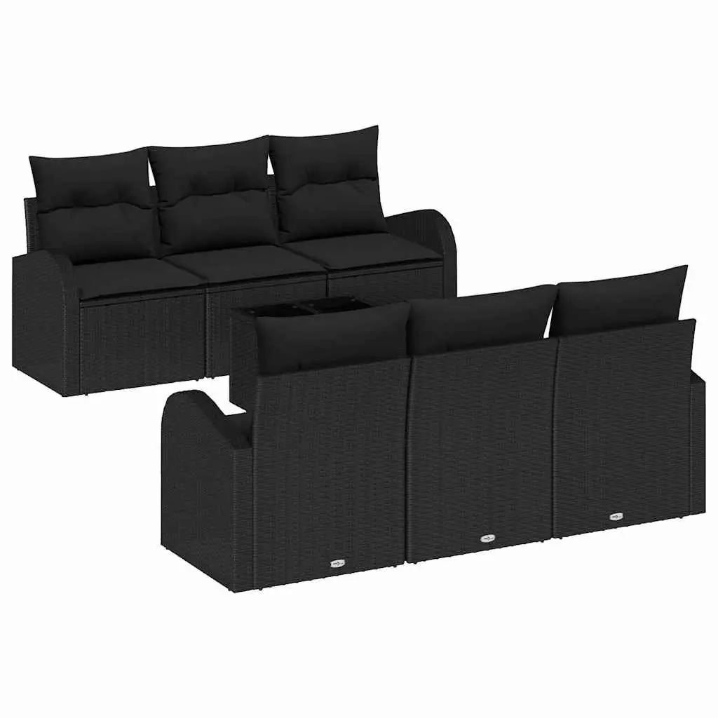 Outdoor Garden Sofa Set Black Poly Rattan Modular Patio Furniture Sectional