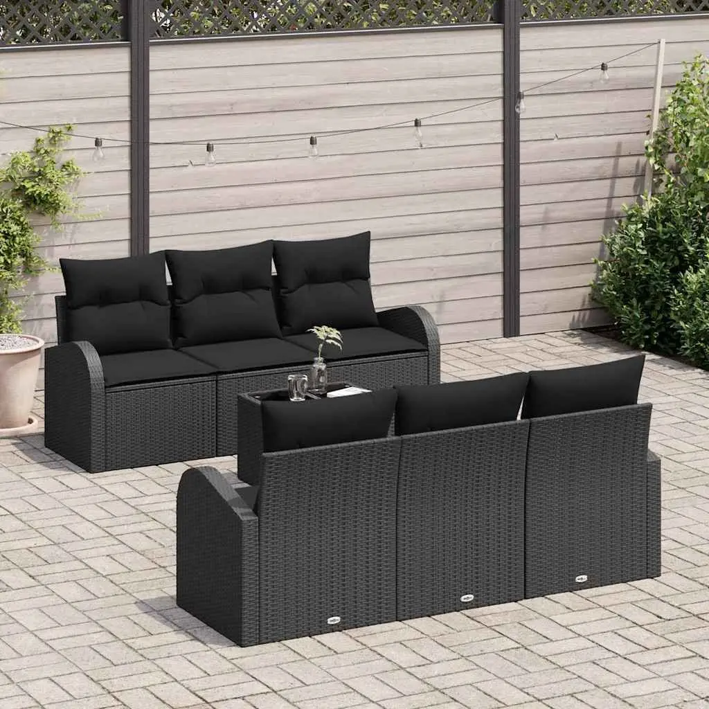 Outdoor Garden Sofa Set Black Poly Rattan Modular Patio Furniture Sectional