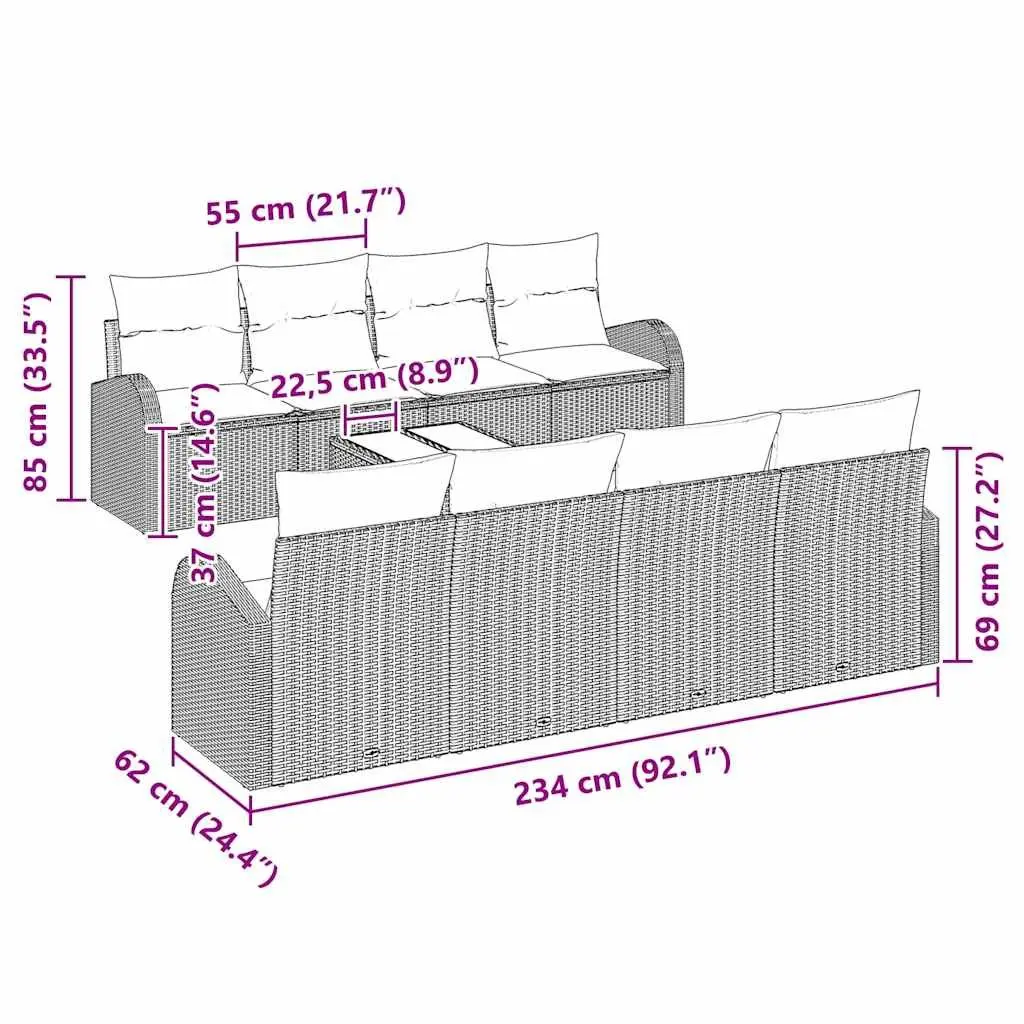 Outdoor Sofa Set with Coffee Table