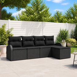 Friendly 5-Piece Modular Black Sofa Set for Outdoors