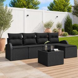 Garden Sofa Set 6 Piece Outdoor Furniture Patio Lounge Modular Black Rattan