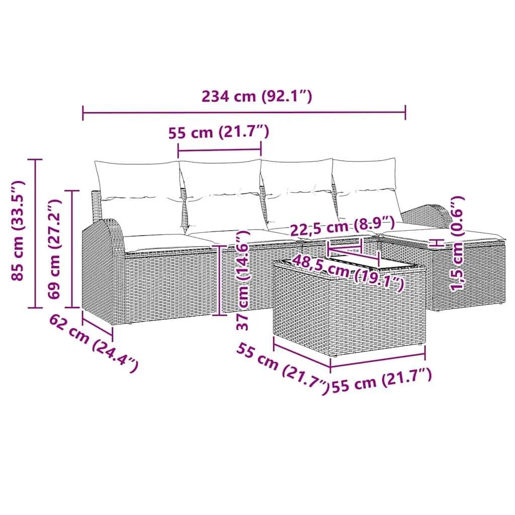 6-Piece Modular Garden Sofa Set