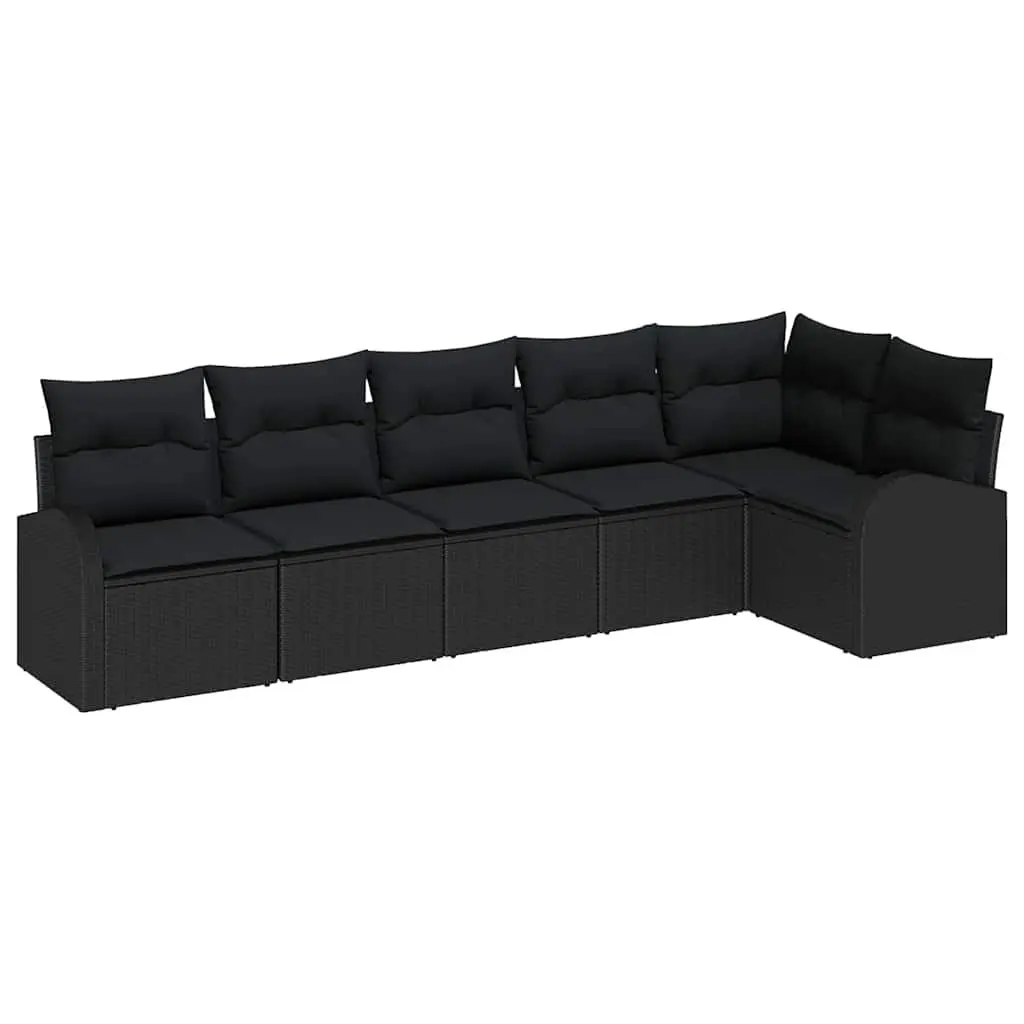 Garden Sofa Set 6 Piece Outdoor Furniture Patio Lounge Sectional Black