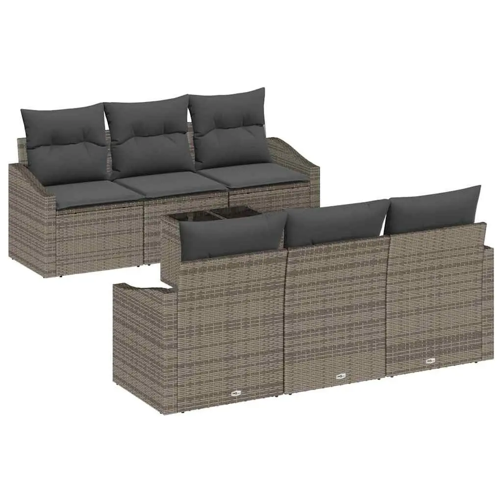 Outdoor Sofa Set Modern Grey 7 Piece Garden Furniture with Cushions and Storage Table