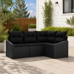 Elevate Your Outdoors with a 4-Piece Sofa Set in Black Rattan