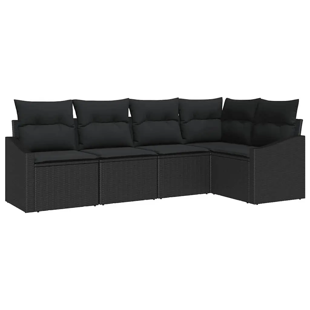 Outdoor Sofa Set 5 Piece Garden Lounge Patio Furniture with Cushions Black