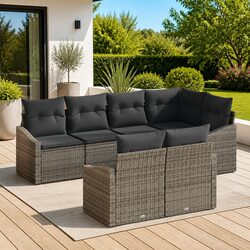 Friendly 7-Piece Modular Sofa Set in Grey Rattan