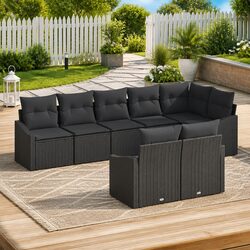 Friendly 8-Piece Black Garden Sofa Set