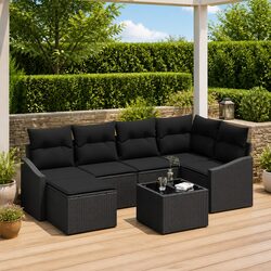 Friendly 7-Piece Outdoor Sofa Set - Black Rattan