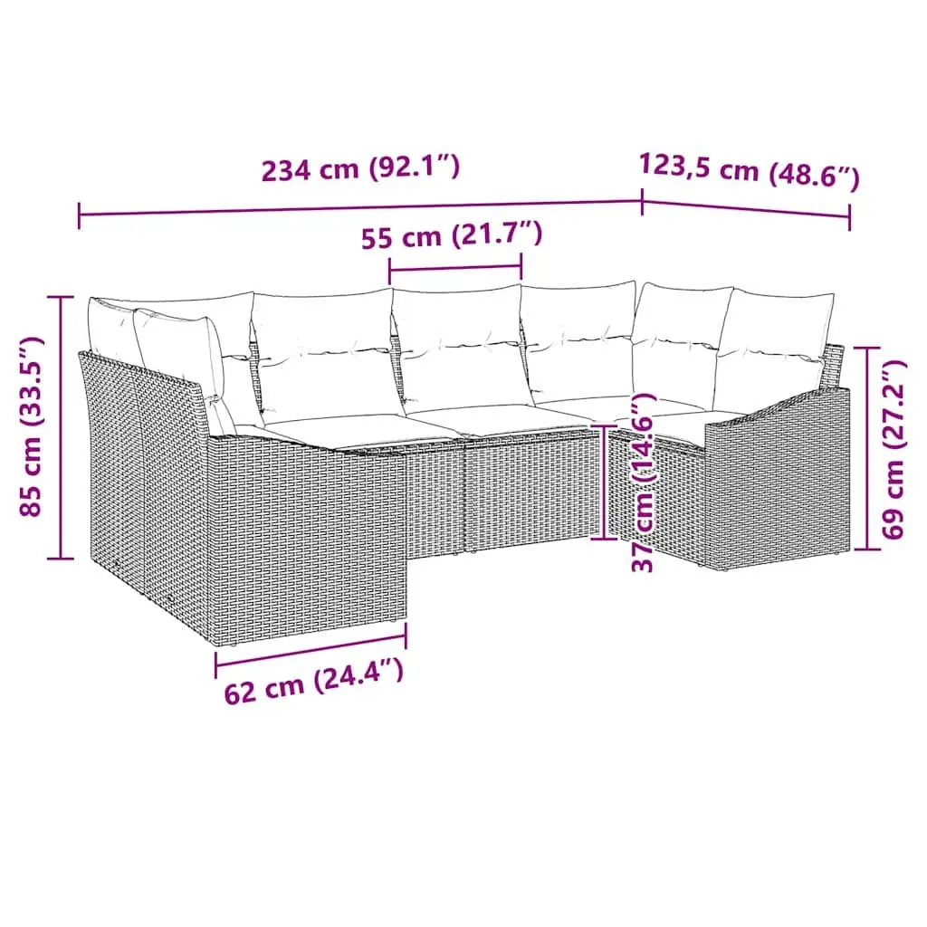 Outdoor Garden Sofa Set 6 Piece Modular Rattan Patio Furniture Lounge With